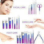 Kit profissional de manicure e pedicure em aço inoxidável com 6 a 30 peças, cuidados de precisão para as unhas, estojo de viagem, cortador de unhas e tesoura.