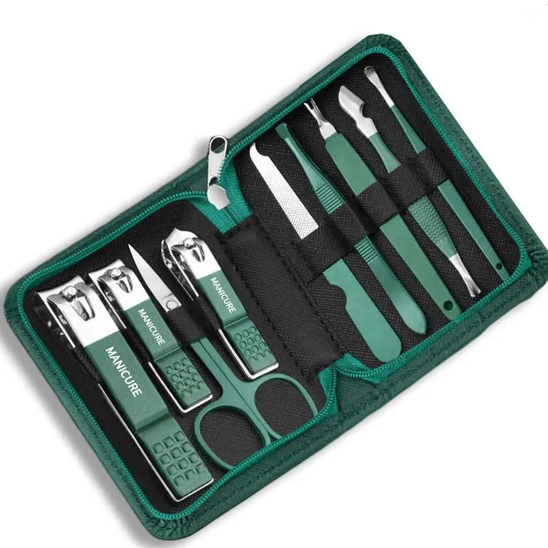 Kit profissional de cuidados com as unhas com 7/10/12/18 peças, conjunto de manicure e pedicure em aço inoxidável, conjunto de cortadores de unhas com estojo de viagem