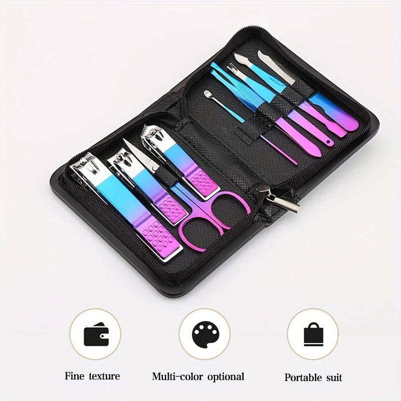 Kit profissional de manicure e pedicure em aço inoxidável com 6 a 30 peças, cuidados de precisão para as unhas, estojo de viagem, cortador de unhas e tesoura.