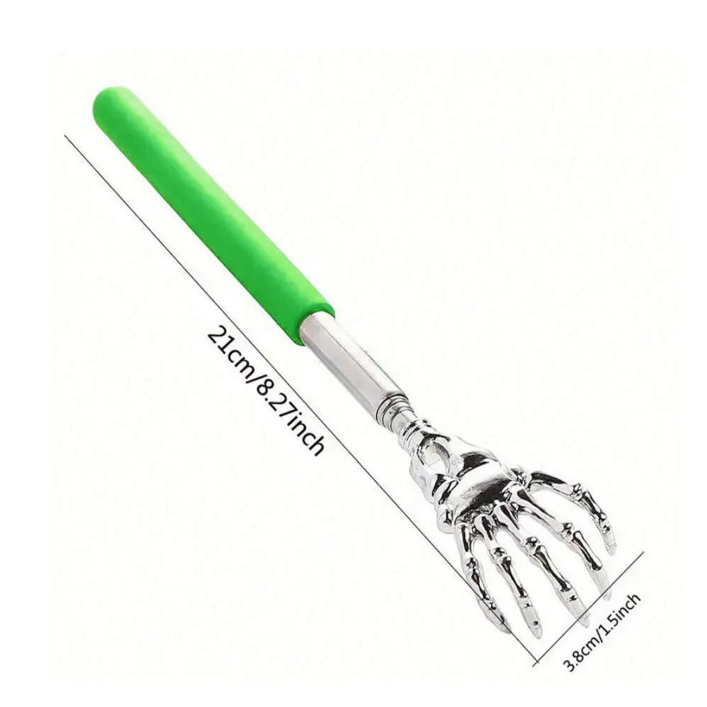 Coçador de costas portátil extensível em aço inoxidável, massageado de costas extensível para humanos e animais de estimação.