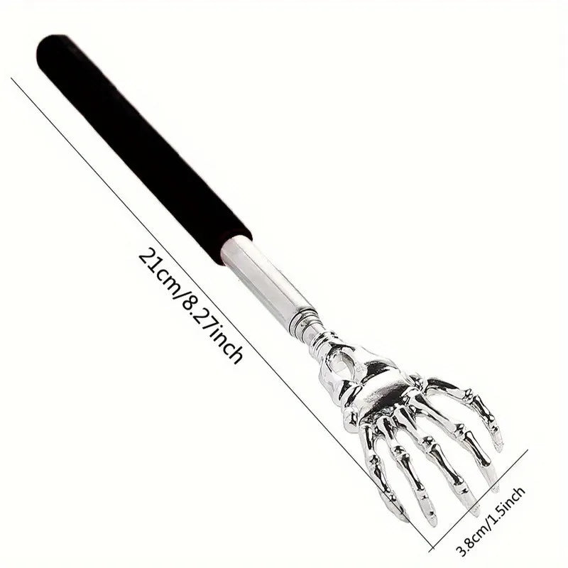 Coçador de costas portátil extensível em aço inoxidável, massageado de costas extensível para humanos e animais de estimação.