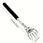 Coçador de costas portátil extensível em aço inoxidável, massageado de costas extensível para humanos e animais de estimação.
