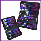 Kit profissional de manicure e pedicure em aço inoxidável com 6 a 30 peças, cuidados de precisão para as unhas, estojo de viagem, cortador de unhas e tesoura.
