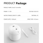 Umidificador de ar mini USB de 250 ml com difusor de óleos essenciais e aromas para casa e carro. Difusor ultrassônico silencioso com lâmpada LED colorida.