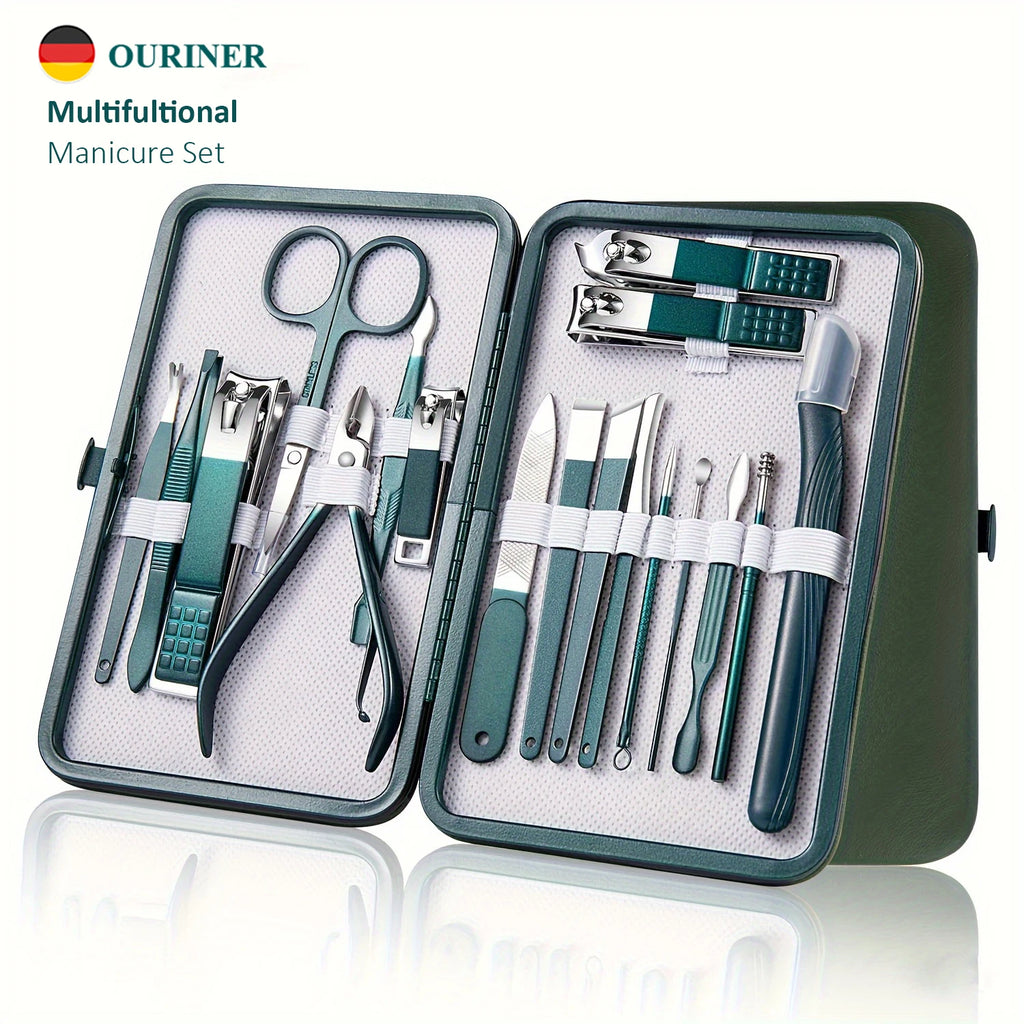 Kit profissional de cuidados com as unhas com 7/10/12/18 peças, conjunto de manicure e pedicure em aço inoxidável, conjunto de cortadores de unhas com estojo de viagem