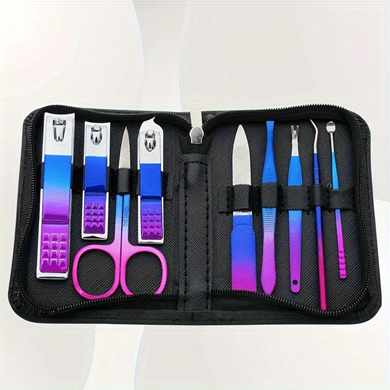 Kit profissional de manicure e pedicure em aço inoxidável com 6 a 30 peças, cuidados de precisão para as unhas, estojo de viagem, cortador de unhas e tesoura.
