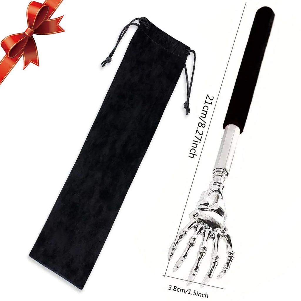 Coçador de costas portátil extensível em aço inoxidável, massageado de costas extensível para humanos e animais de estimação.