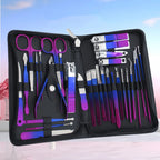 Kit profissional de manicure e pedicure em aço inoxidável com 6 a 30 peças, cuidados de precisão para as unhas, estojo de viagem, cortador de unhas e tesoura.
