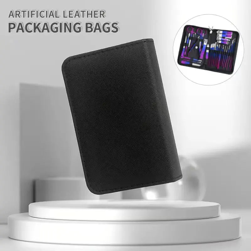 Kit profissional de manicure e pedicure em aço inoxidável com 6 a 30 peças, cuidados de precisão para as unhas, estojo de viagem, cortador de unhas e tesoura.
