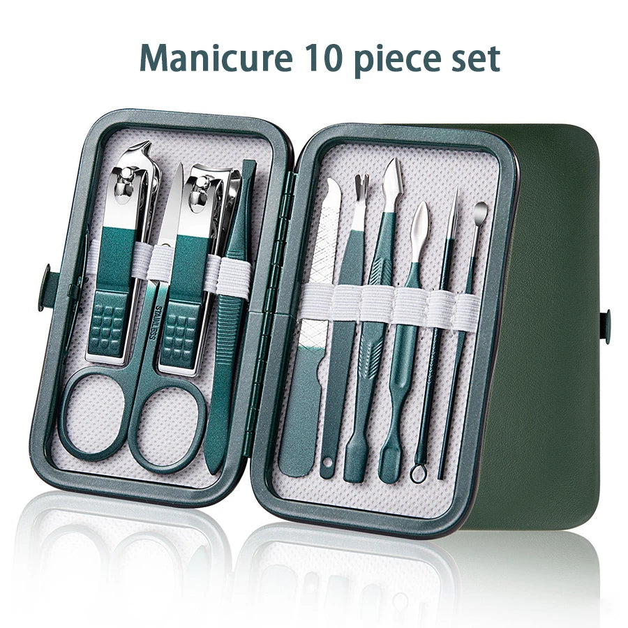 Kit profissional de cuidados com as unhas com 7/10/12/18 peças, conjunto de manicure e pedicure em aço inoxidável, conjunto de cortadores de unhas com estojo de viagem