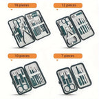Kit profissional de cuidados com as unhas com 7/10/12/18 peças, conjunto de manicure e pedicure em aço inoxidável, conjunto de cortadores de unhas com estojo de viagem