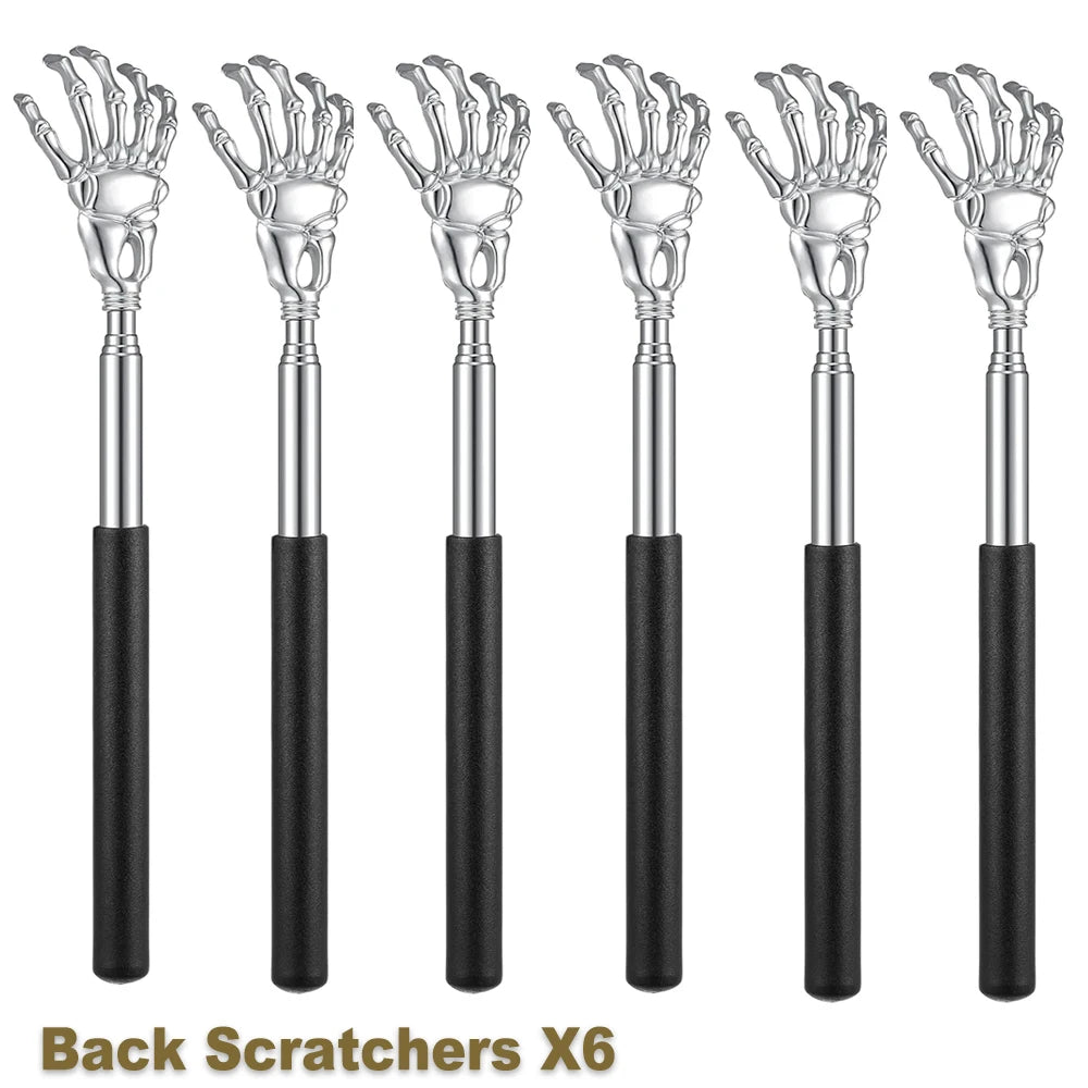 Coçador de costas portátil extensível em aço inoxidável, massageado de costas extensível para humanos e animais de estimação.