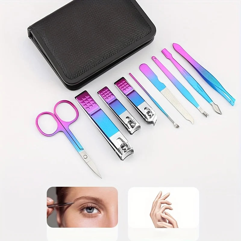 Kit profissional de manicure e pedicure em aço inoxidável com 6 a 30 peças, cuidados de precisão para as unhas, estojo de viagem, cortador de unhas e tesoura.