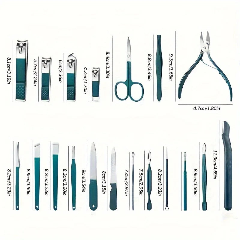Kit profissional de cuidados com as unhas com 7/10/12/18 peças, conjunto de manicure e pedicure em aço inoxidável, conjunto de cortadores de unhas com estojo de viagem