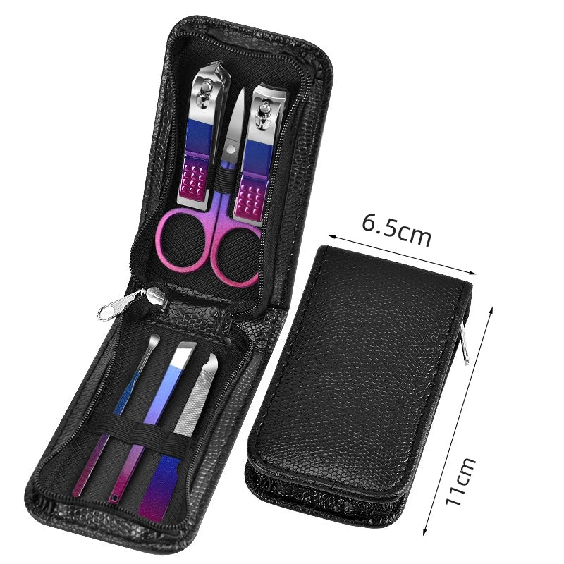Kit profissional de manicure e pedicure em aço inoxidável com 6 a 30 peças, cuidados de precisão para as unhas, estojo de viagem, cortador de unhas e tesoura.