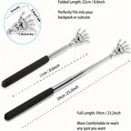 Coçador de costas portátil extensível em aço inoxidável, massageado de costas extensível para humanos e animais de estimação.