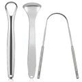 Raspador de língua de metal premium, conjunto com 1 ou 3 unidades, para adultos e crianças. Escovas raspadoras de língua portáteis em aço inoxidável para remoção de ácaros.